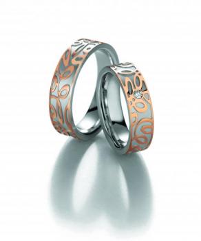 Trauringe Weiss-Rotgold von Fischer 05 07118/060